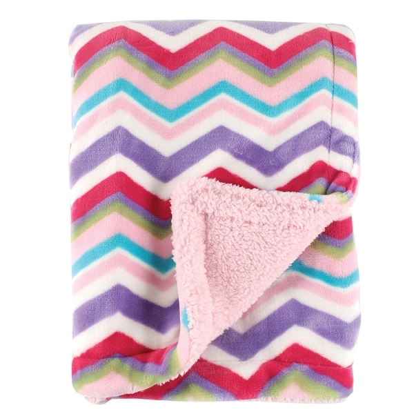 slide 1 of 1, Hudson Baby Infant Girl Plush Blanket with Faux Shearling Back, Pink, One Size - Pink - One Size One Size - Pink