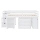 preview thumbnail 23 of 25, Full Size Loft Bed with Retractable Writing Desk and 3 Drawers, Wooden Bed with Storage Stairs and Shelves