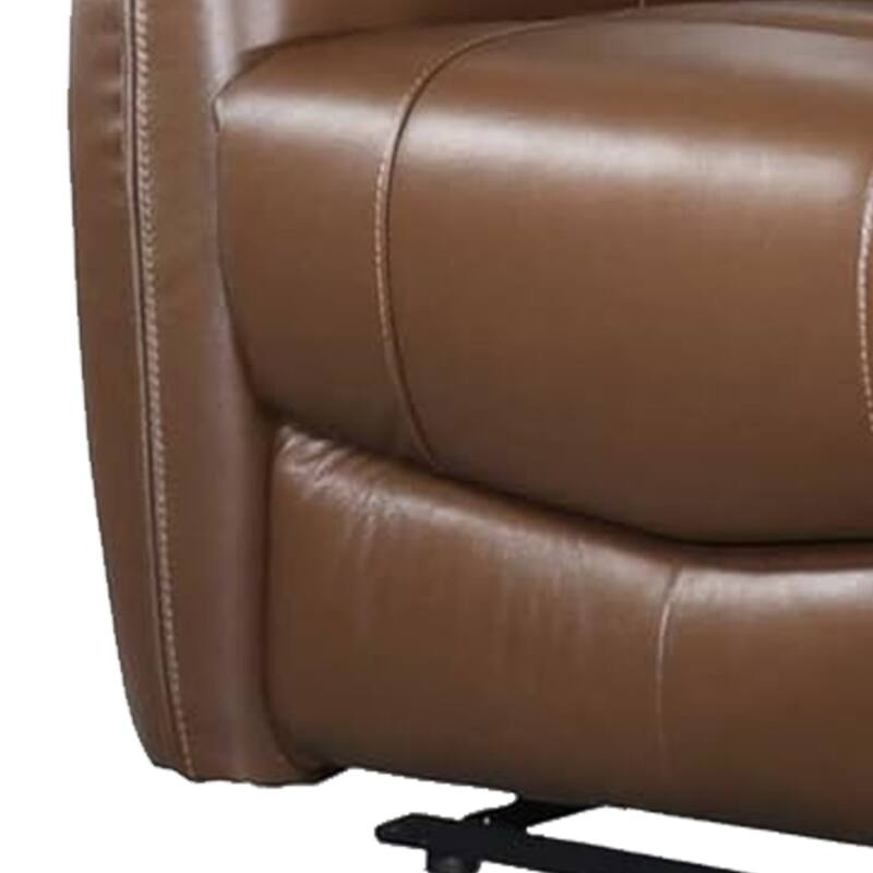 Teren Power Recliner Loveseat, 63 Inch, Brown Grain Leather, Cupholders