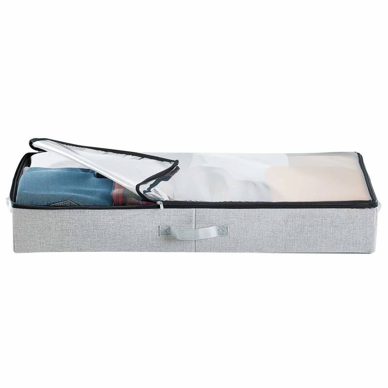 2-Pack Under Bed Storage Bins Foldable Linen Organizer with Double Zipper for Clothing or Shoes - 33.5” x 16.9” x 4.7”