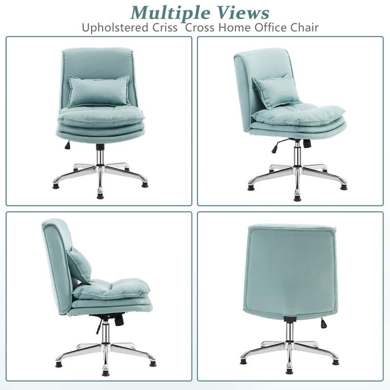 Upholstered Armless Polyester Fiber Task Office Chair