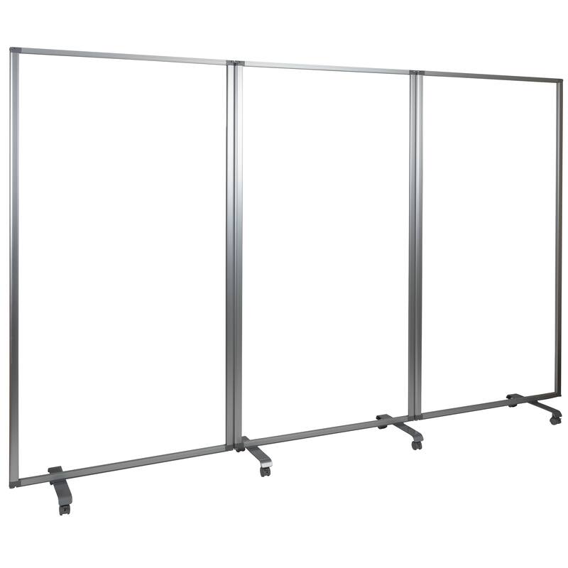Transparent Acrylic Mobile Partition with Lockable Casters (3 Sections Included)