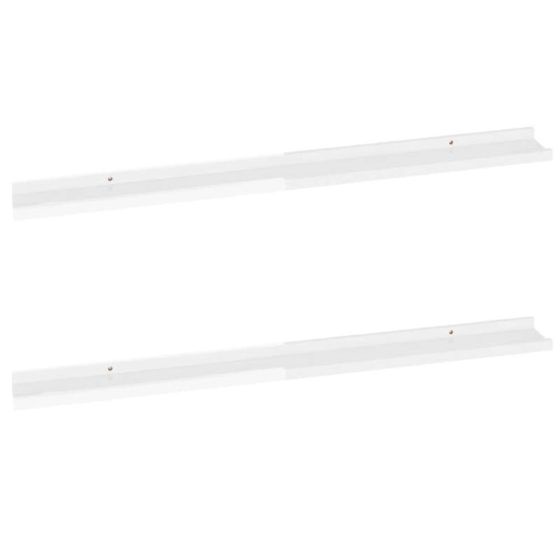 Yuli Modern Wall Shelf Set of 2, 39 Inch, White, Raised Ledge Design
