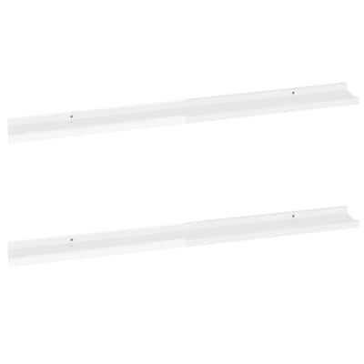 Yuli Modern Wall Shelf Set of 2, 39 Inch, White, Raised Ledge Design