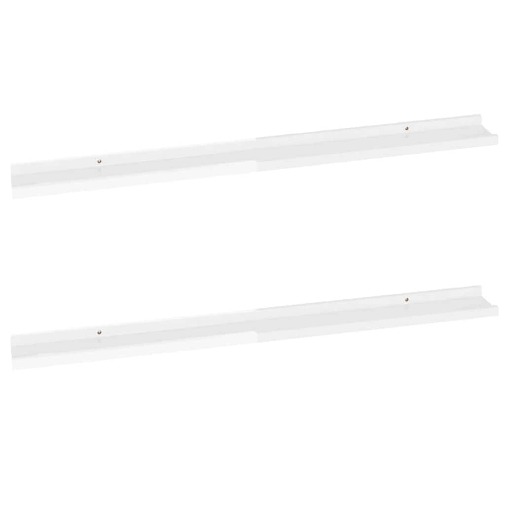 Yuli Modern Wall Shelf Set of 2, 39 Inch, White, Raised Ledge Design