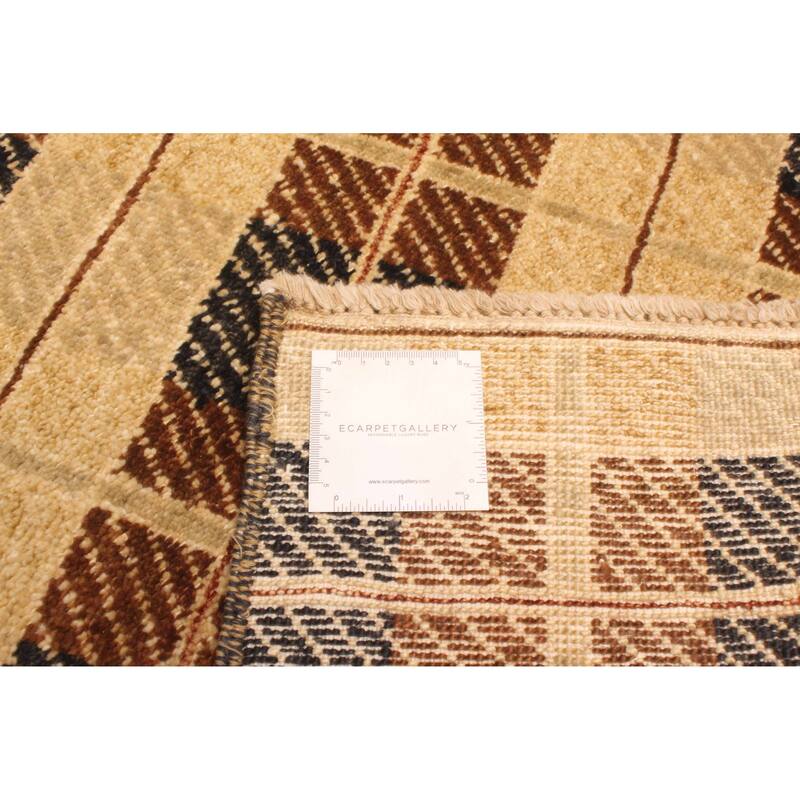 ECARPETGALLERY Hand-knotted Peshawar Ziegler Khaki Wool Rug - 4'0 x 6'2