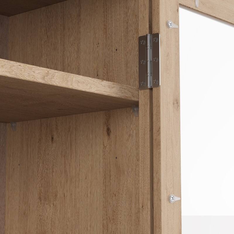 Freestanding 78" Tall Kitchen Pantry Storage Cabinet with Drop-Down Surface and Adjustable Shelves,Power Outlet for Organization