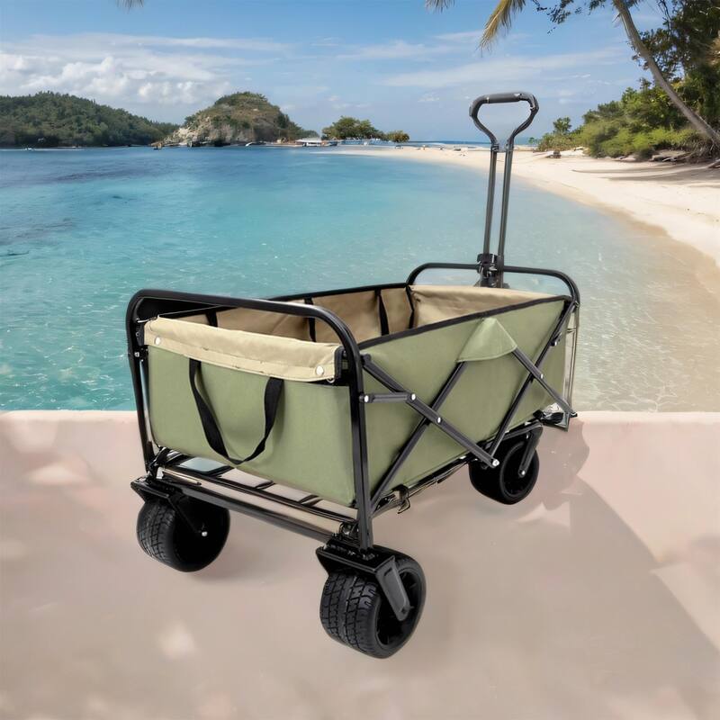 440lb Heavy Duty Folding Wagon with Straps & 3 Bags - Beach & Camping
