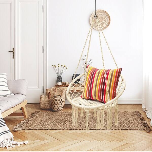 Shop Hammock Chair Cotton Rope Handwoven Hanging Chair Beige