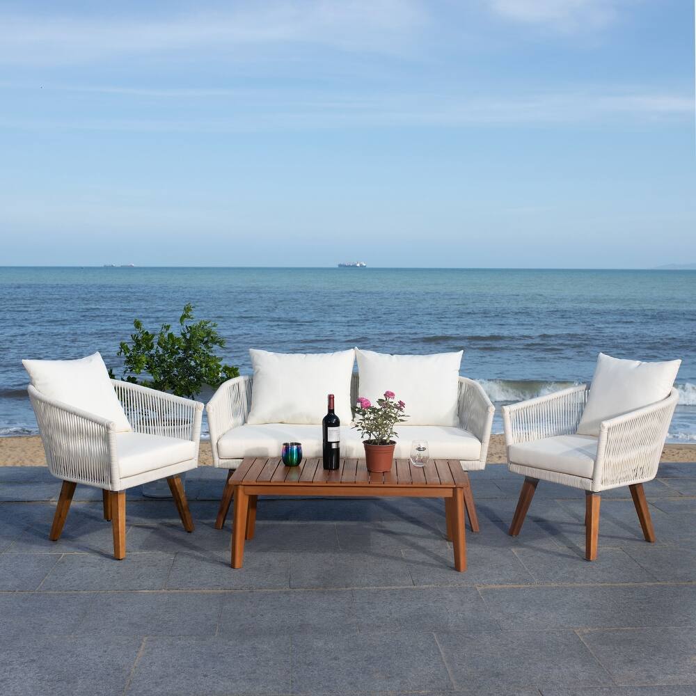 SAFAVIEH Outdoor Erinka 4-Piece Living Set - 55W x 30D x 28H