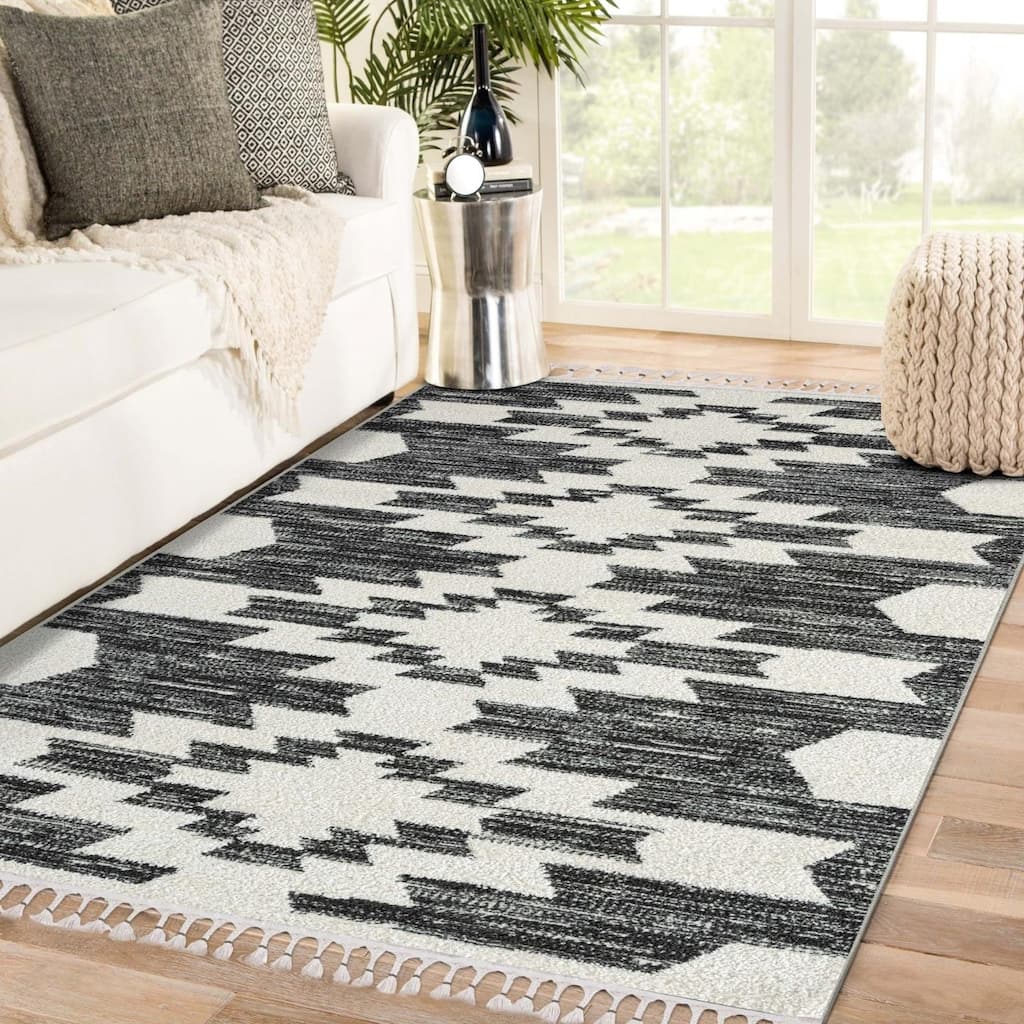 Luxe Weavers Geometric South Western Area Rug, Carpet with Fringe