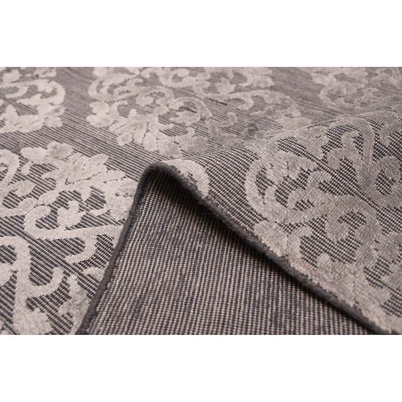 ECARPETGALLERY Hand Loomed Elysian Dark Grey Viscose, Wool Rug - 8'4 x 11'7