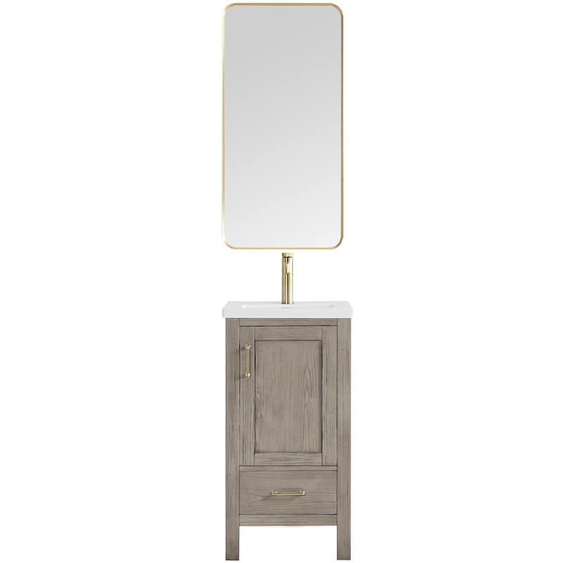 Gela Single Bath Vanity with Ceramic Basin Top and Mirror