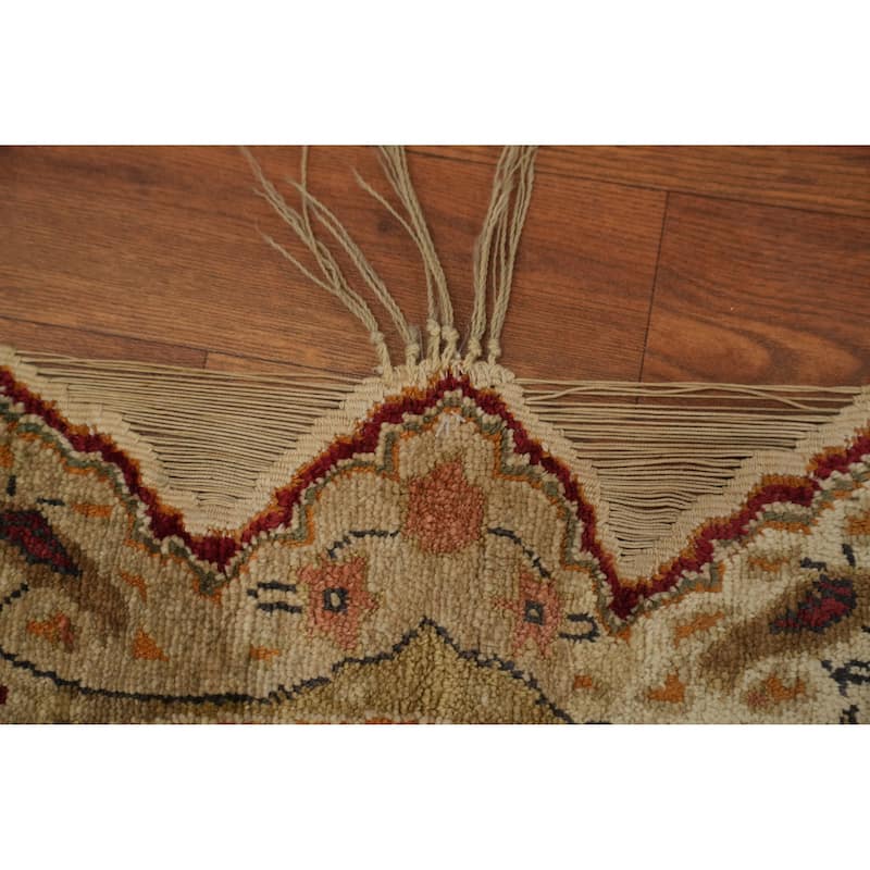 Hand Knotted Traditional Silk Red Geometric Area Rug - 4' 3'' X 4' 2''
