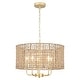 preview thumbnail 12 of 46, 5 - Light Dimmable Drum Chandelier Natural Rattan Bohemian & Coastal Pendant - 18.9 in