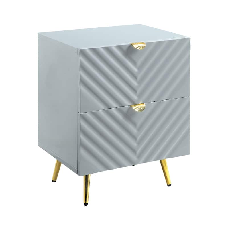 High Gloss Finish Nightstand - Grey