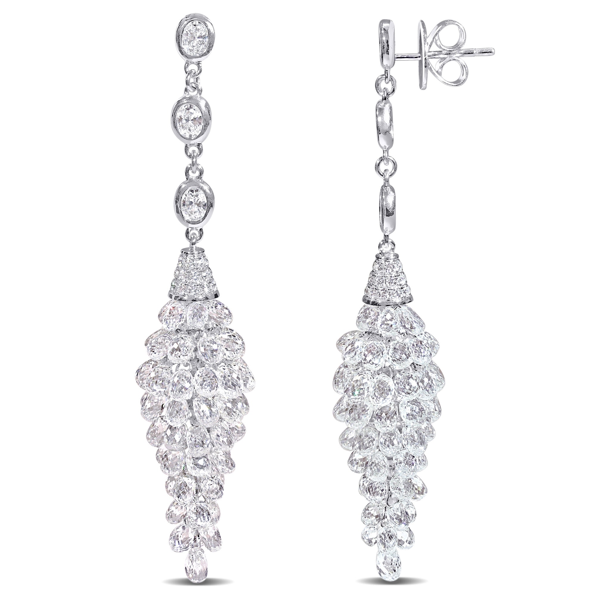 Miadora 32 1/5ct TDW Diamond Chandelier Beaded Earrings in 18k White Gold