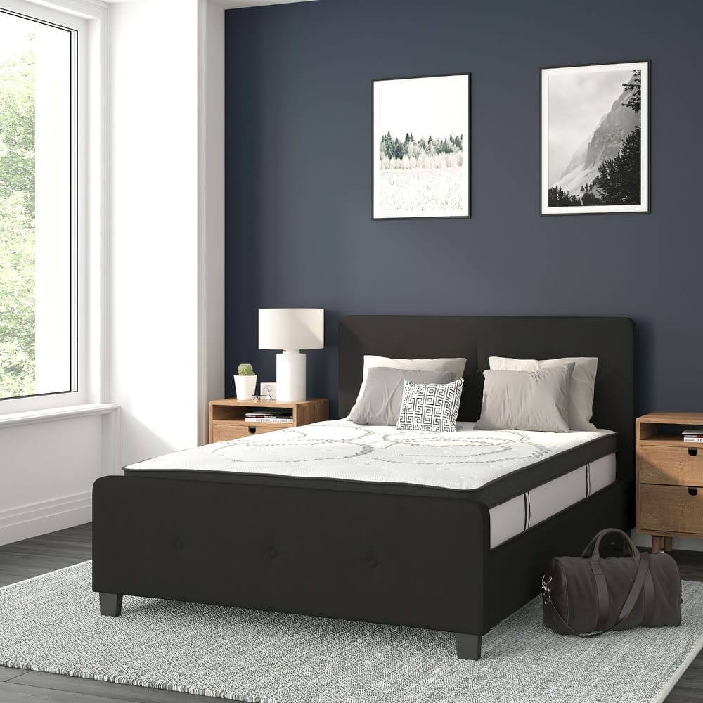 Tufted Platform Bed with 10 Inch Pocket Spring Mattress