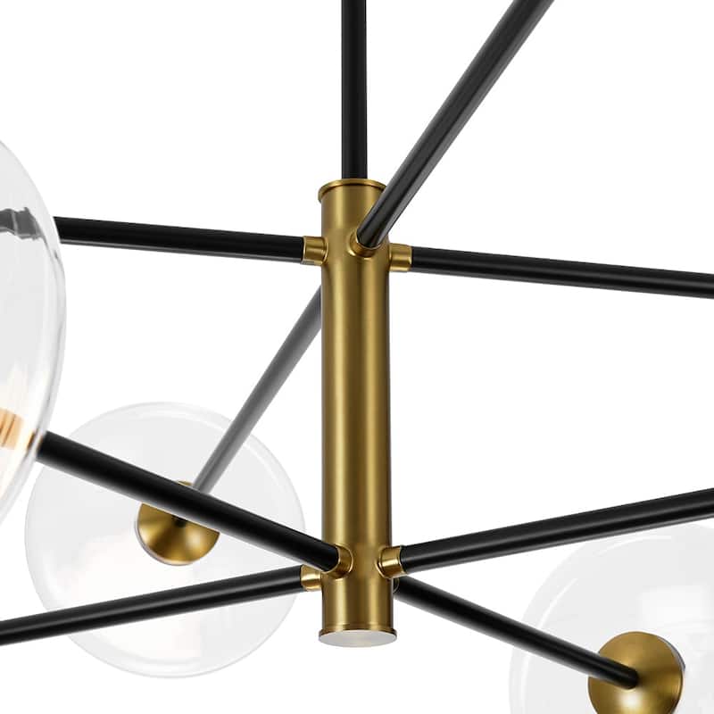 8-Light Glass Shade Dimmable LED Sputnik Chandelier 41-inch
