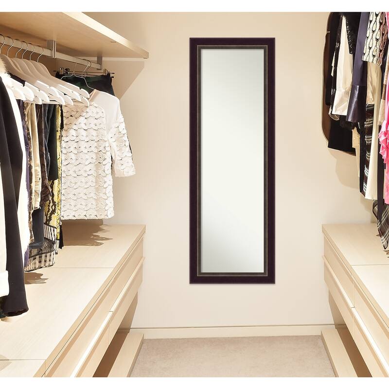 Non-Beveled Wood Full Length On The Door Mirror - Signore Frame - Outer Size: 18 x 52 in