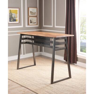 Danes Natural and Gunmetal Bar Table with Sled Base