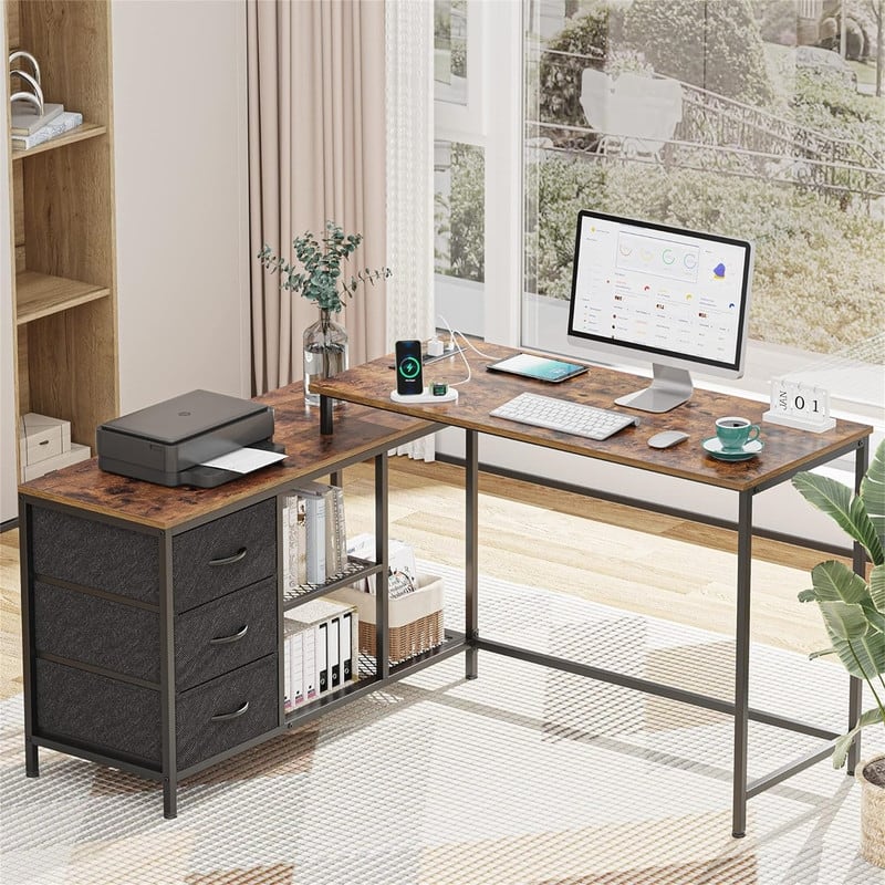 L Shaped Desk with Power Outlets