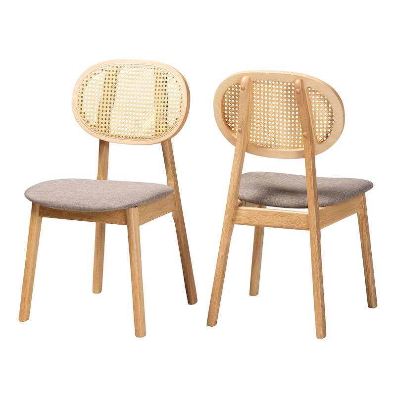 Darrion Mid-Century Modern Fabric and Finished Wood 2-Piece Dining Chair Set