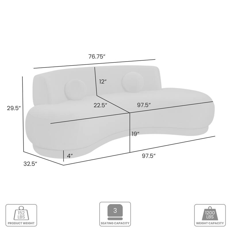 Oakland 97.5 in. 3-Seater Sofa with Oval Seat