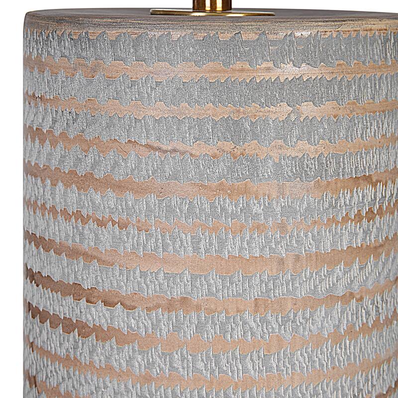 Ceramic Table Lamp with Drum Shade - 28.5" - Pewter Gray