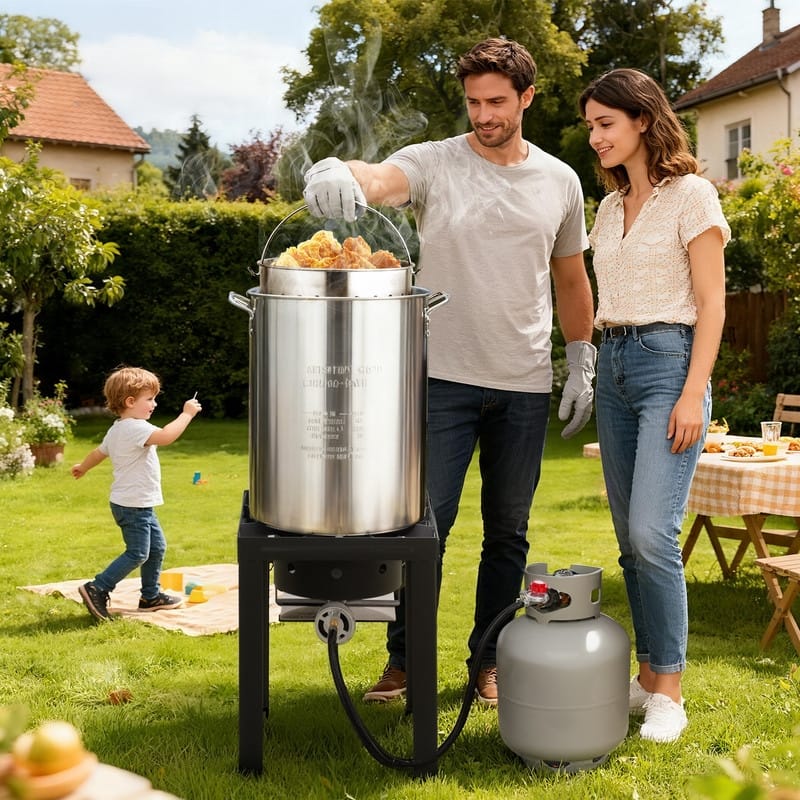 30QT Aluminum Turkey Fryer And 10QT Fish Fryer Kit With 55,000BTU Propane Stove - N/A