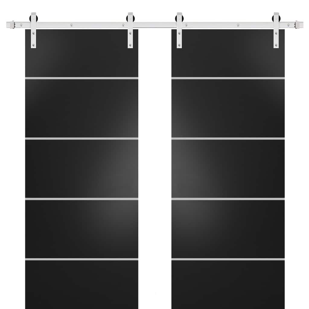 Sturdy Double Barn Door 36 x 80 with Planum 0210 Matte Black with 13FT