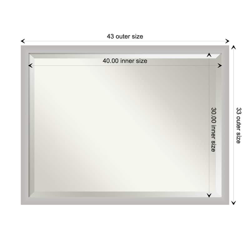 Beveled Wood Bathroom Wall Mirror - Low Luster Silver Frame - Low Luster Silver