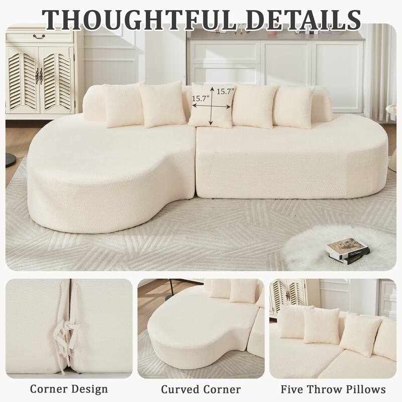 112.2" L-Shaped Boneless Sectional Sofa with Chaise, Chenille Upholstery, Memory Foam, No Assembly