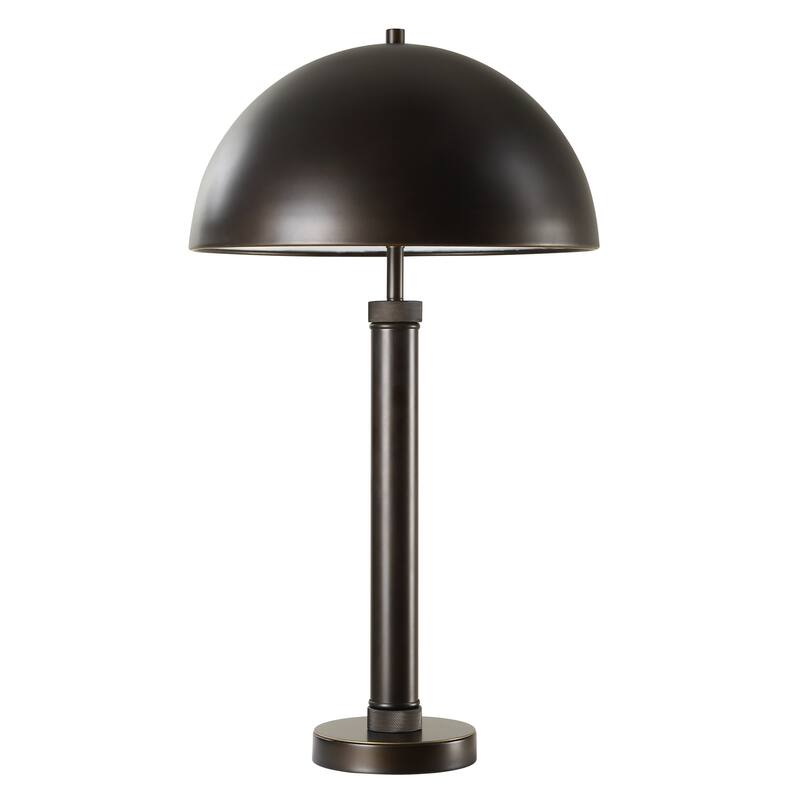 Carbon Loft Oil Rubbed Bronze Metal Table Lamp with Knurling and Dome Shade - 15 x in x 15 x in 26.5 - 15	 x in x 	15	 x in 	26.5 - Brown - Gold