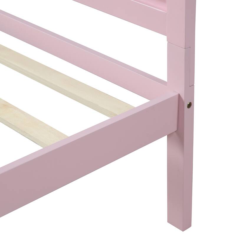 Wood Platform Bed Twin Bed Frame Mattress Foundation with Headboard and Wood Slat