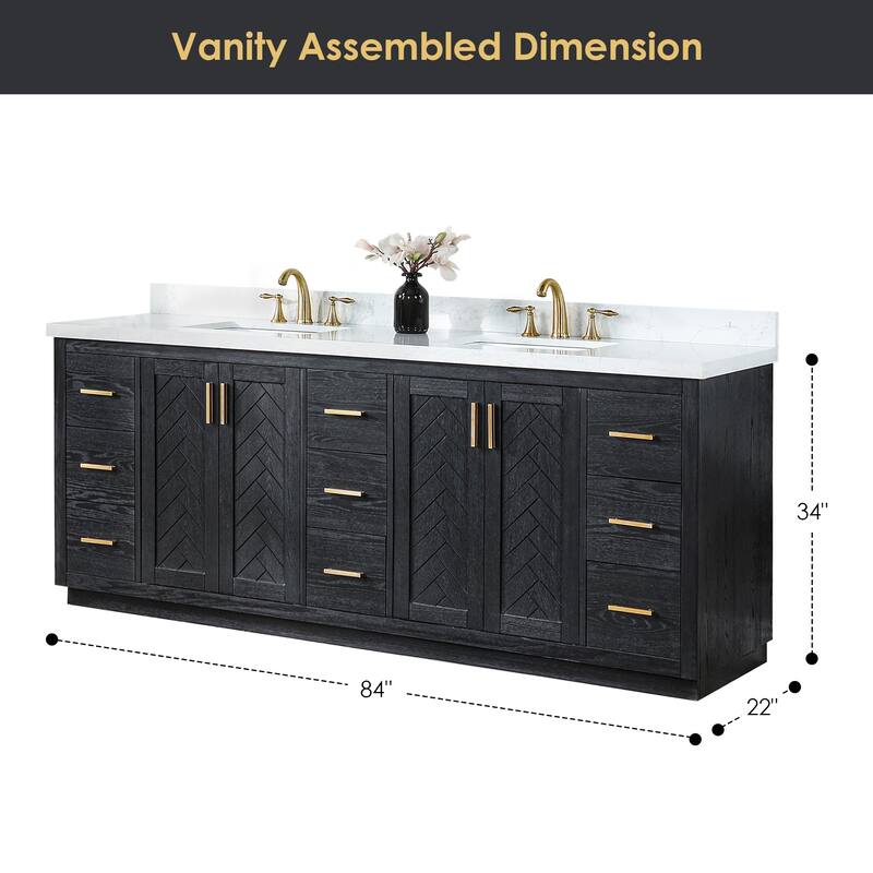 Altair Gazsi Bathroom Vanity with Composite Stone Countertop with Mirror