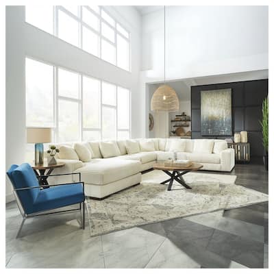 Signature Design by Ashley Lindyn Ivory 6-Piece Sectional with Chaise - 173"W x 134"D x 38"H