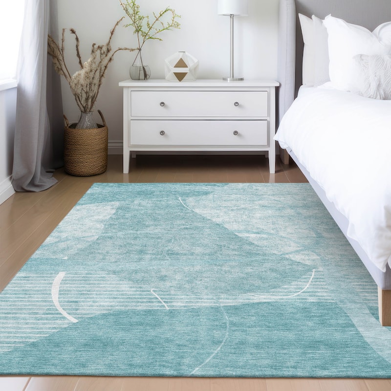 Machine Washable Indoor/ Outdoor Chantille Abstract Modern Rug