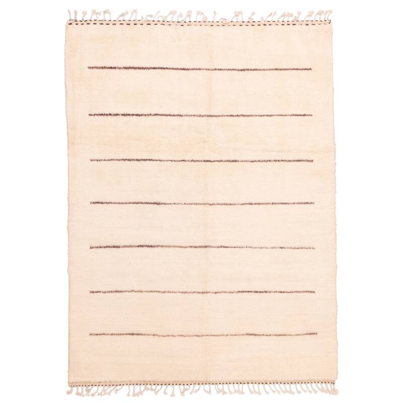 ECARPETGALLERY Hand-knotted Pak Finest Marrakesh Cream Wool Rug - 5'0 x 6'7