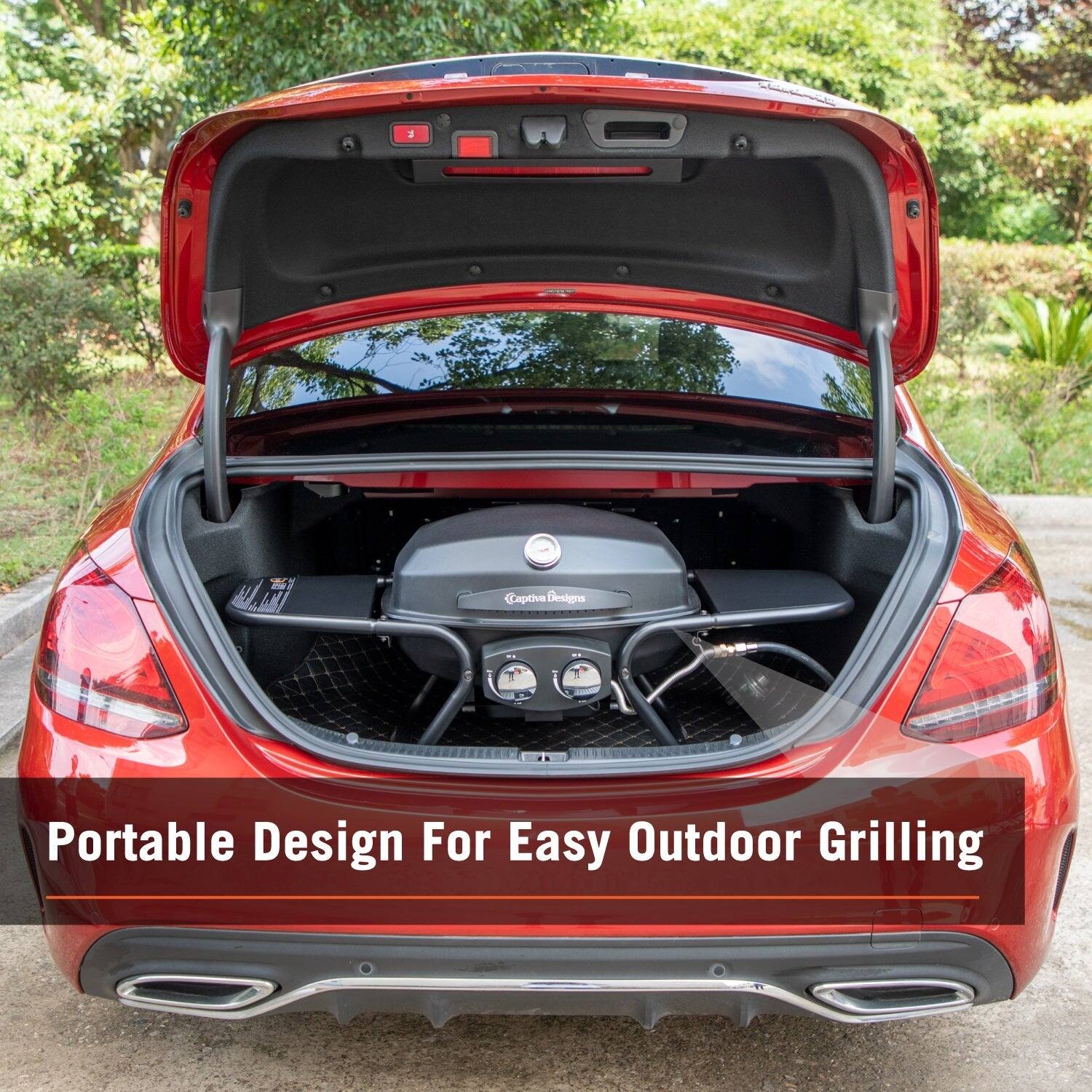 2Burner Portable Table Patio Gas Grill with Cast Iron Grates Bed