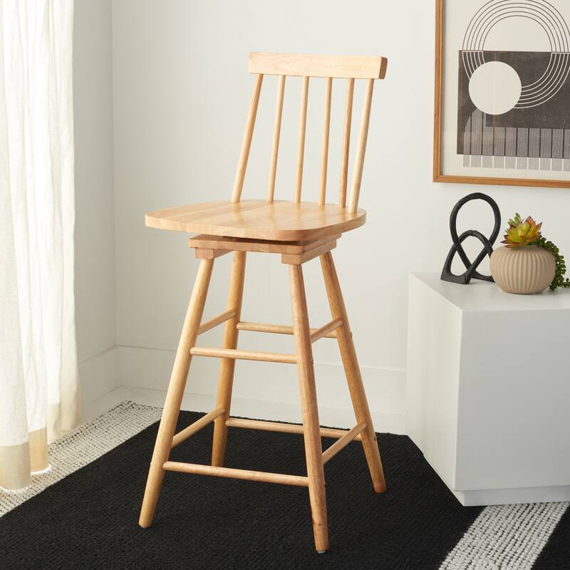 SAFAVIEH Lelah Swivel 25-inch Counter Stool - 17 In. W x 17 In. D x 40 In. H - 17Wx17Dx40H - Natural