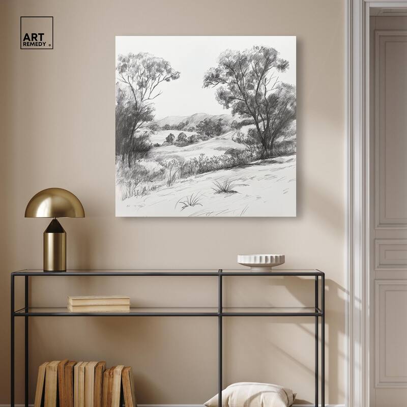 Charcoal Countryside Canvas by Art Remedy, Gallery Wrapped
