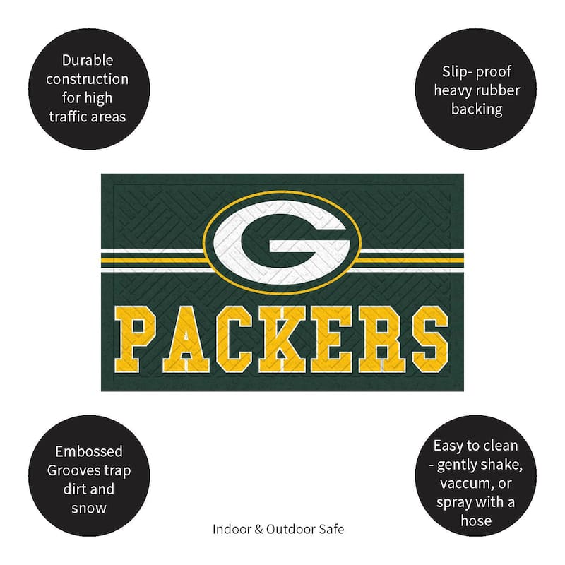 28 in. x 16 in. Embossed Mat, Cross Hatch, Green Bay Packers