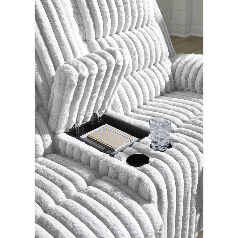 Signature Design by Ashley Technique White Power Reclining Loveseat with Console - 80"W x 42"D x 46"H