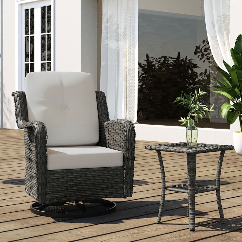 Outdoor Rattan Rocker Wicker Swivel Rocking Chair