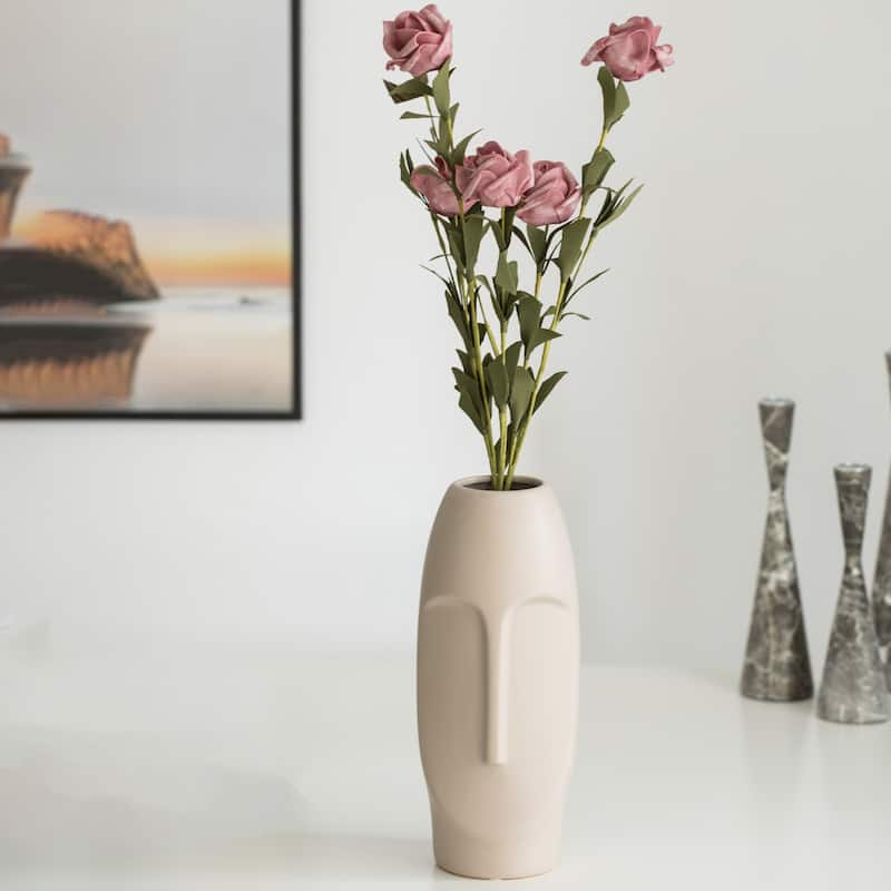 9.5" H Decorative Ceramic Abstract Face Modern Statue Sculpture Flower Centerpiece Vase