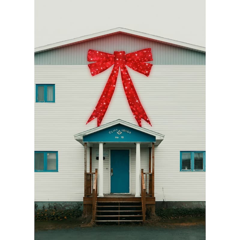 LED Lighted Bow Christmas Outdoor Wall Decoration - 126" - Red