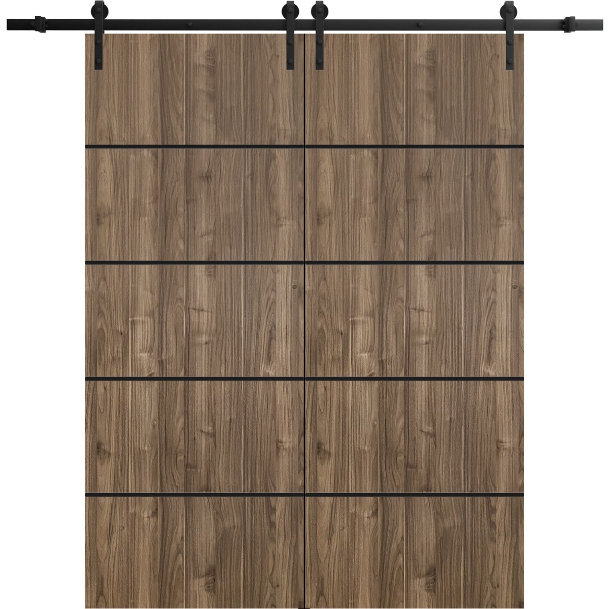SARTODOORS Planum 0015 Walnut Wood Double Sliding Barn Doors