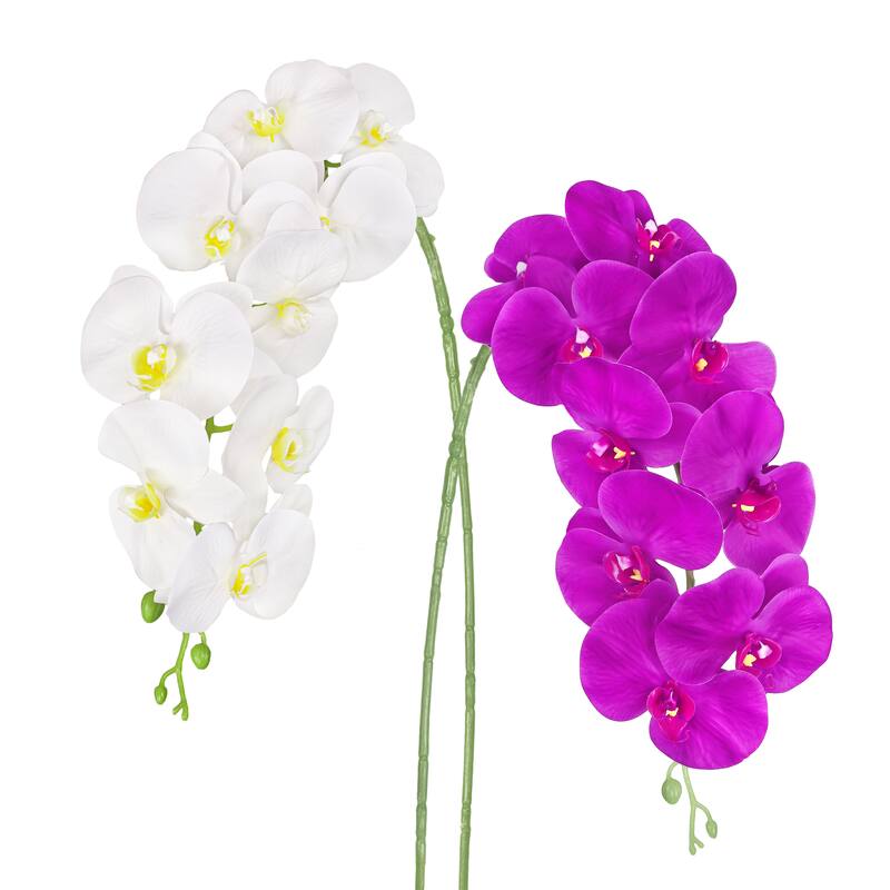 Set of 3 Natural Touch Purple Artificial Phalaenopsis Orchid Flower Stem Spray 40in - 40" L x 6" W x 4" DP