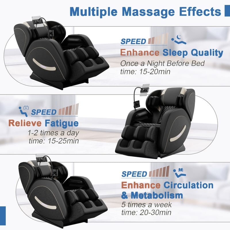 Luxury Zero Gravity Full-Body Massage Chair with Heating, Bluetooth Audio, and Foot Rollers - Home Relaxation Recliner